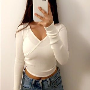 White Long sleeve Crop top